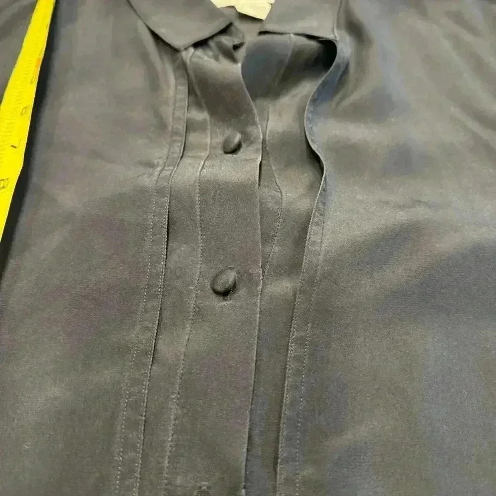 Vintage Silk Studio by Claude Bennett black long sleeve button up blouse size 10 - Picture 9 of 9